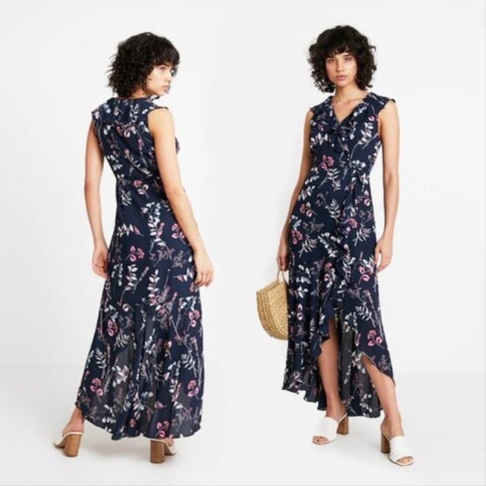 Banana Republic Navy Floral Maxi Dress Sz 10